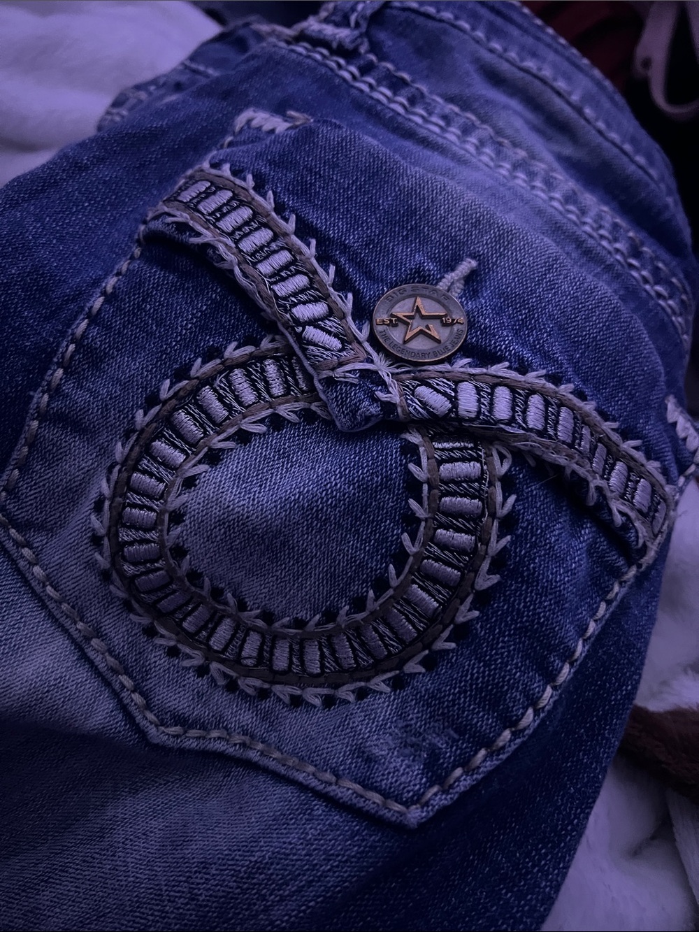 Rock Revival Women's Boot Cut Jeans with Embroidered Pocket - Blue
